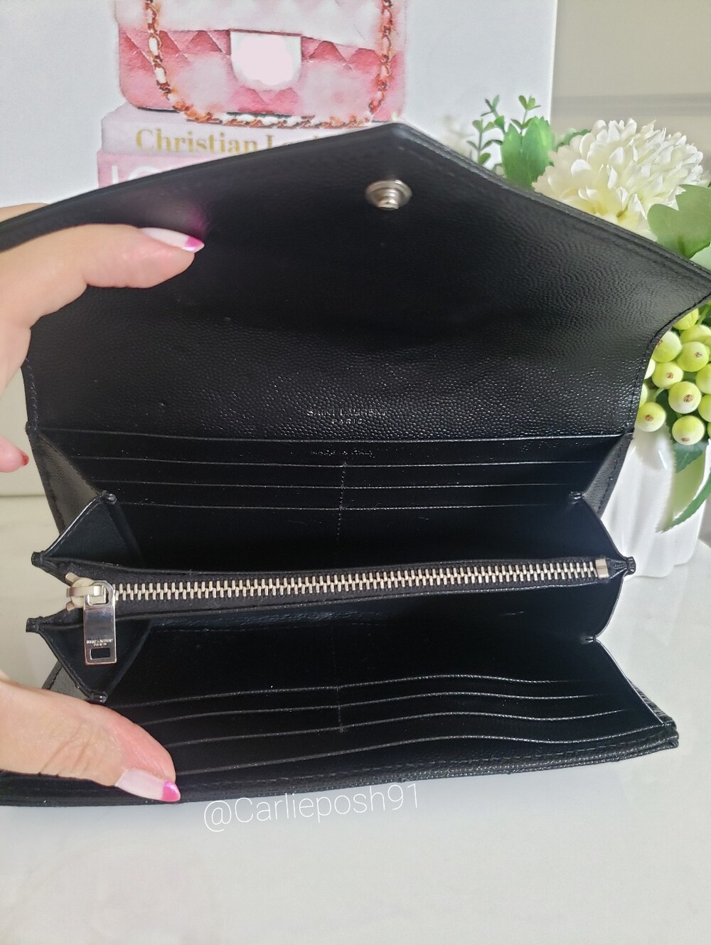 Authentic Pre-owned Yves Saint Laurent Grain De Poudre Envelope Wallet - Picture 7 of 15